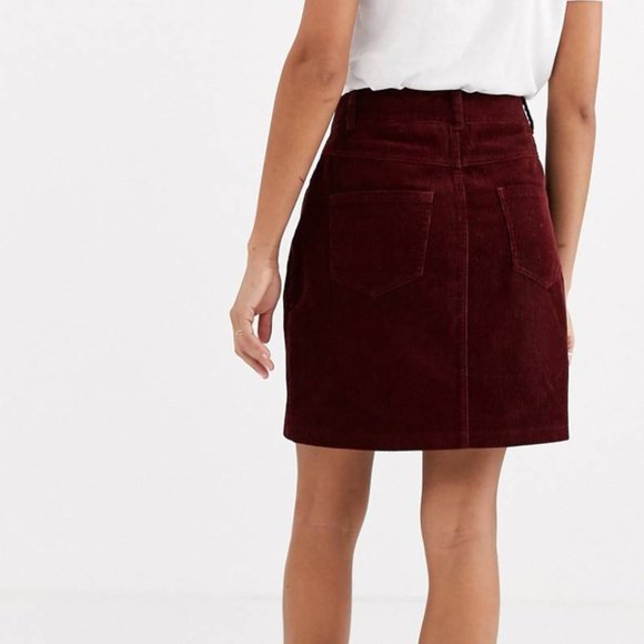 ASOS || WINE RED CORDUROY SKIRT - Picture 6 of 8
